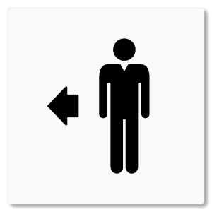 WC muži vlevo, 100x100mm, bílá, Nevada